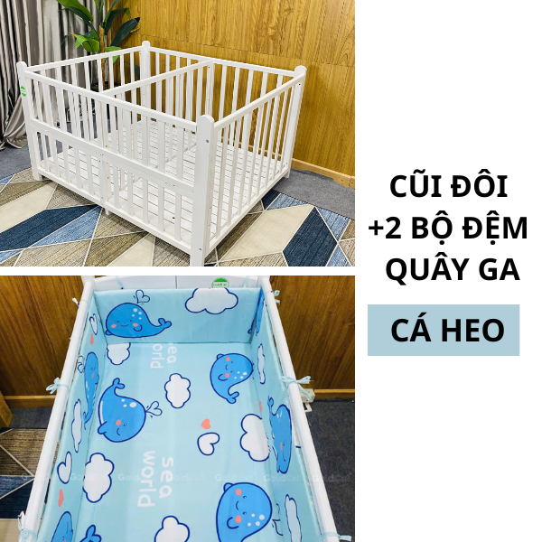Nôi Cũi Sinh Đôi Cho Bé GoldCat - Màu Trắng