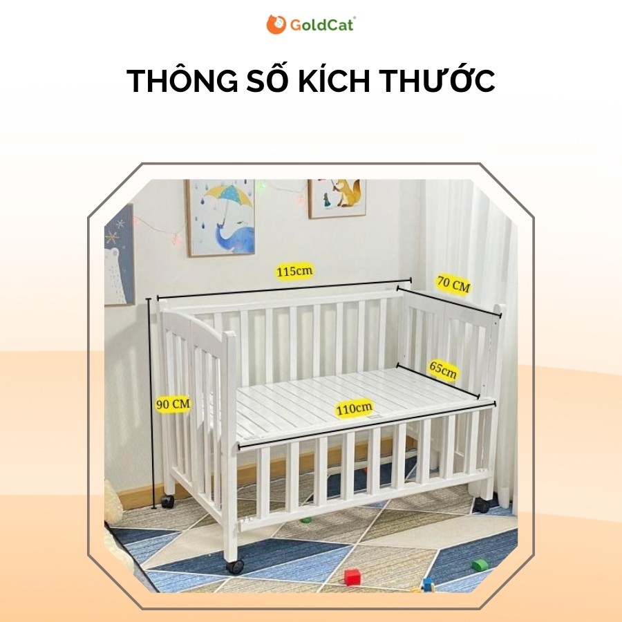 Nôi Cũi Cho Bé 4in1 Gấp Gọn GoldCat Chuyển Đổi 4 Chế Độ (Combo Cơ bản)