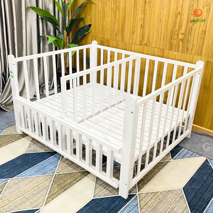 Nôi Cũi Sinh Đôi Cho Bé GoldCat - Màu Trắng