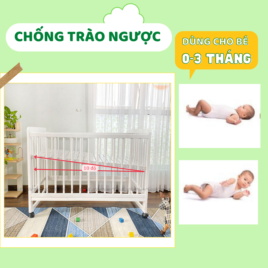 nôi cũi có chức năng chống trào ngược