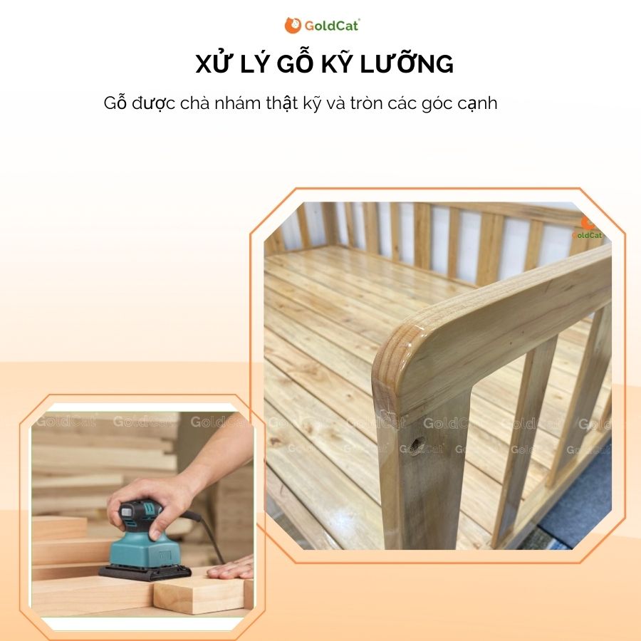 giường ngôi nhà goldcat mộc