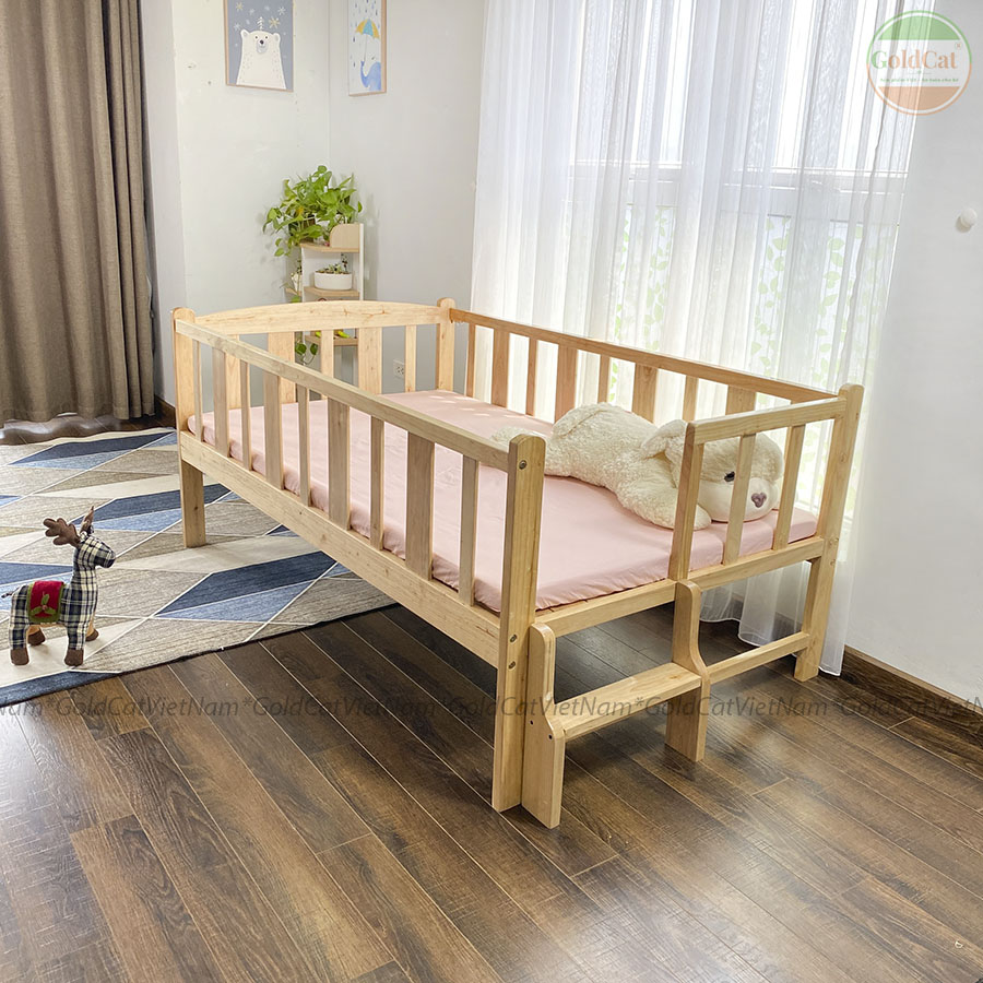 Giường gỗ cho bé kê sát giường bố mẹ nên mua ở đâu?