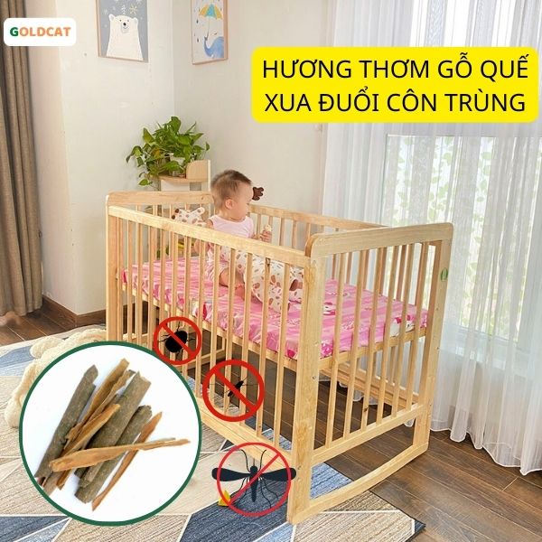 cũi gỗ quế an toàn cho bé sơ sinh