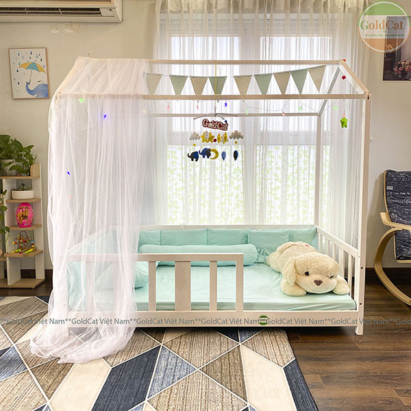 giường cho bé gái hình ngôi nhà