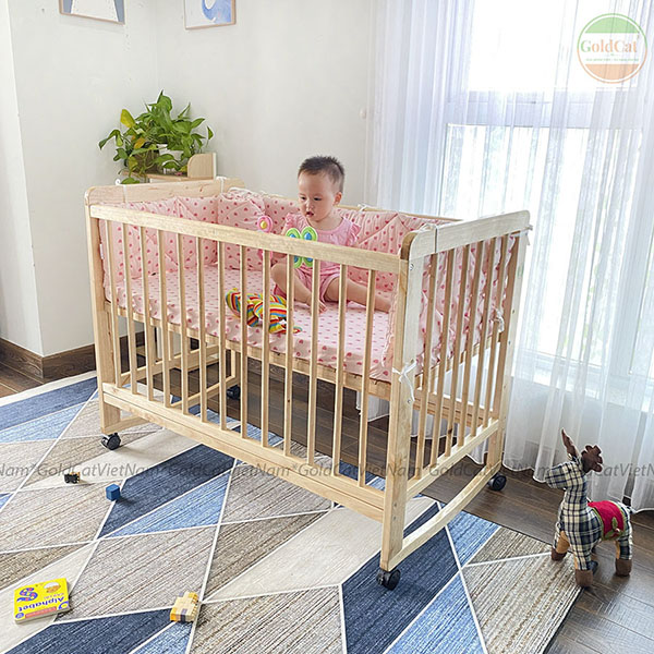 nôi cũi gỗ cho bé sơ sinh goldcat