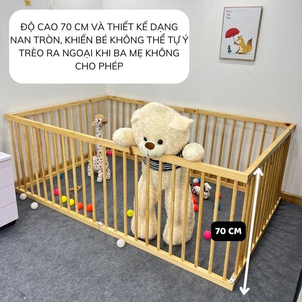 quây cũi bằng gỗ nhốt trẻ em