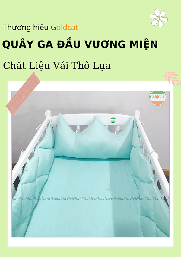 Bộ quây ga vải thô lụa đầu vương miện