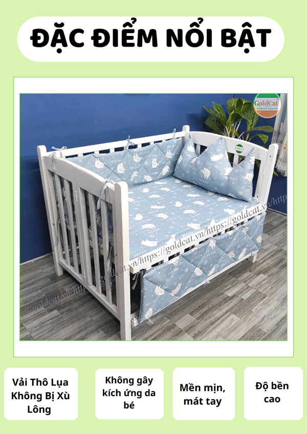 Bộ quây ga vải thô lụa đầu vương miện