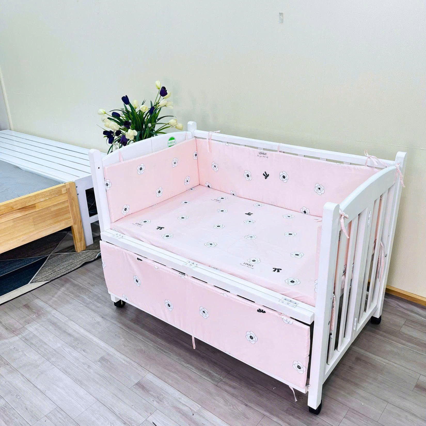 Bộ Quây Cũi Kèm Ga Vải Bọc Đệm