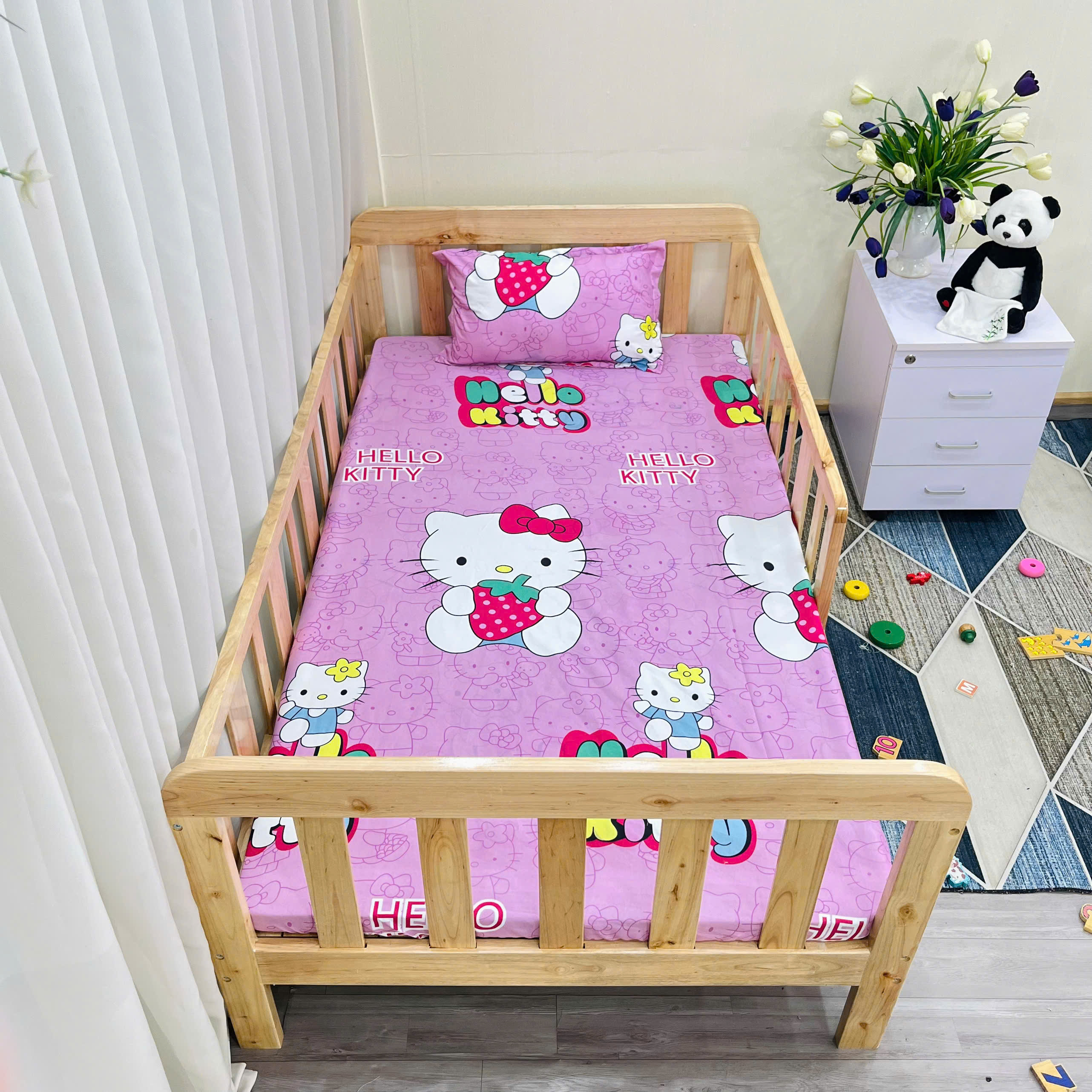 Giường Đơn Cho Bé KT 100x180cm GoldCat- Màu Mộc