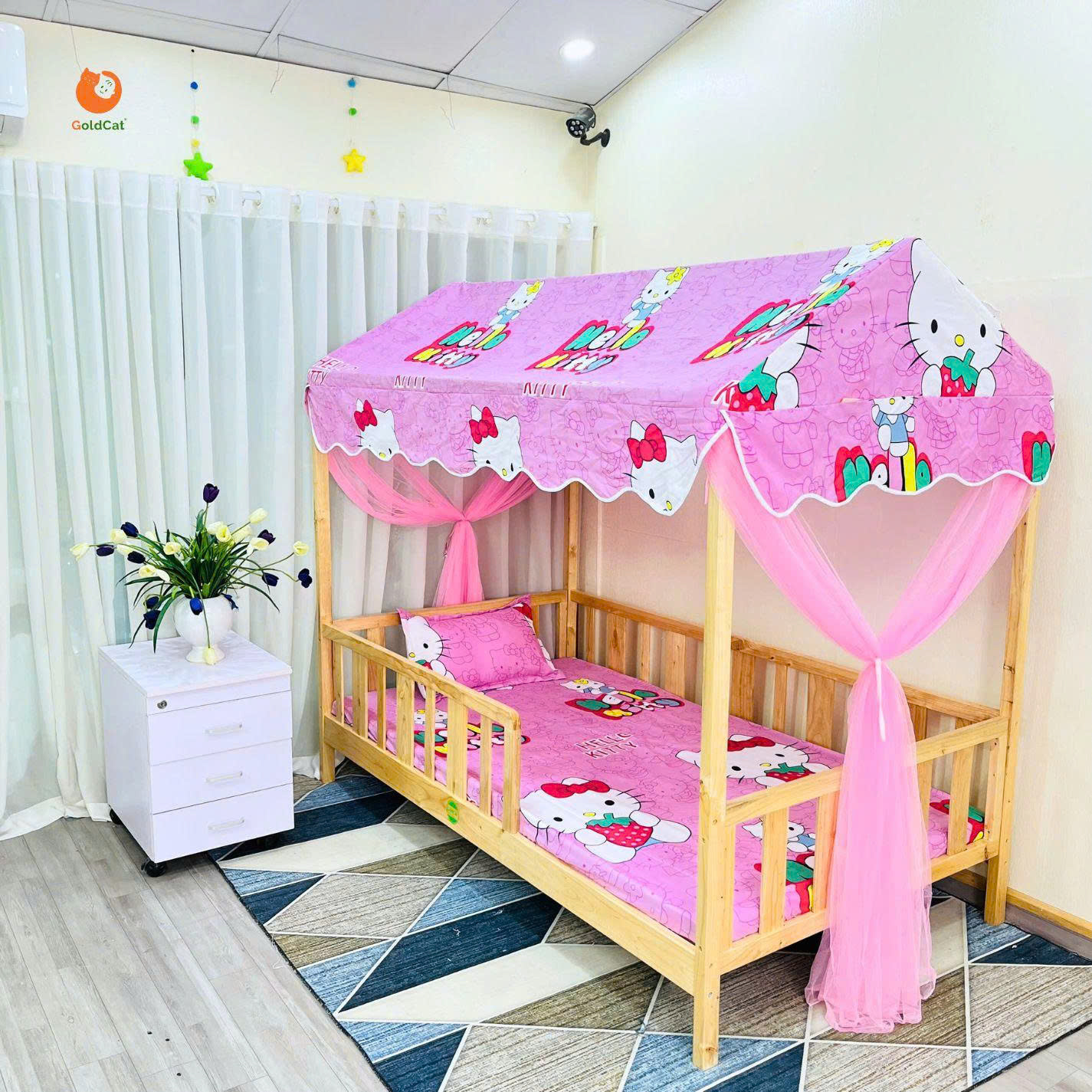Giường Ngôi Nhà GoldCat - Màu Mộc