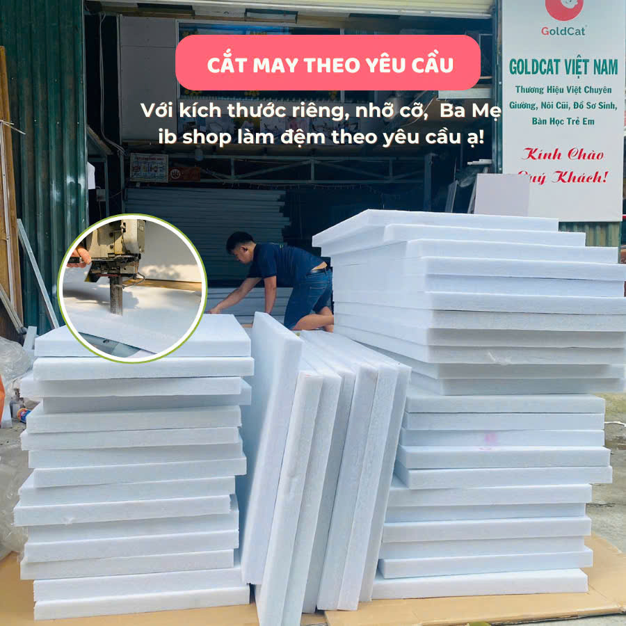 Đệm Bông Ép Gấp Gọn GoldCat Kích Thước 1M4X2M.