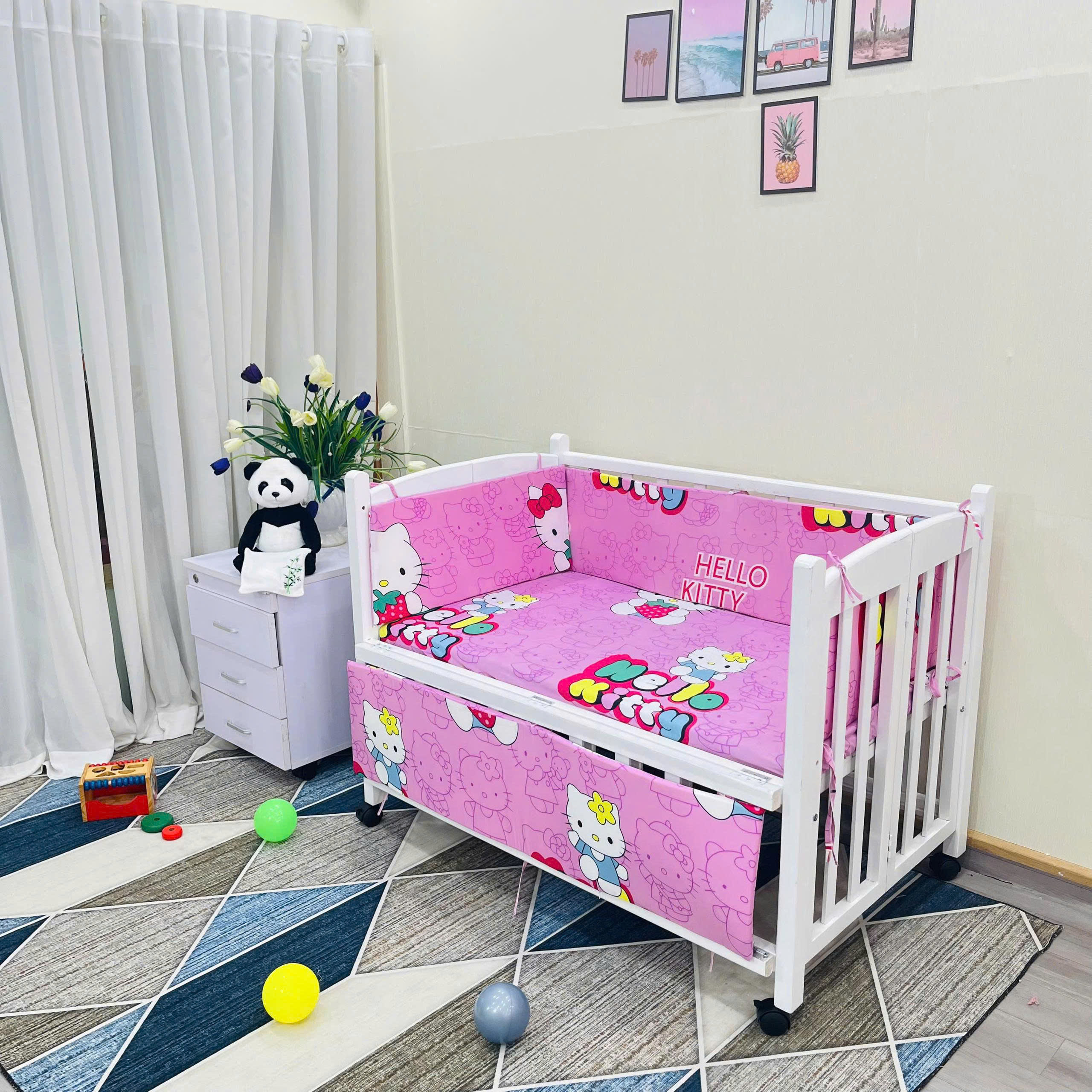 Bộ Quây Cũi Kèm Ga Vải Bọc Đệm