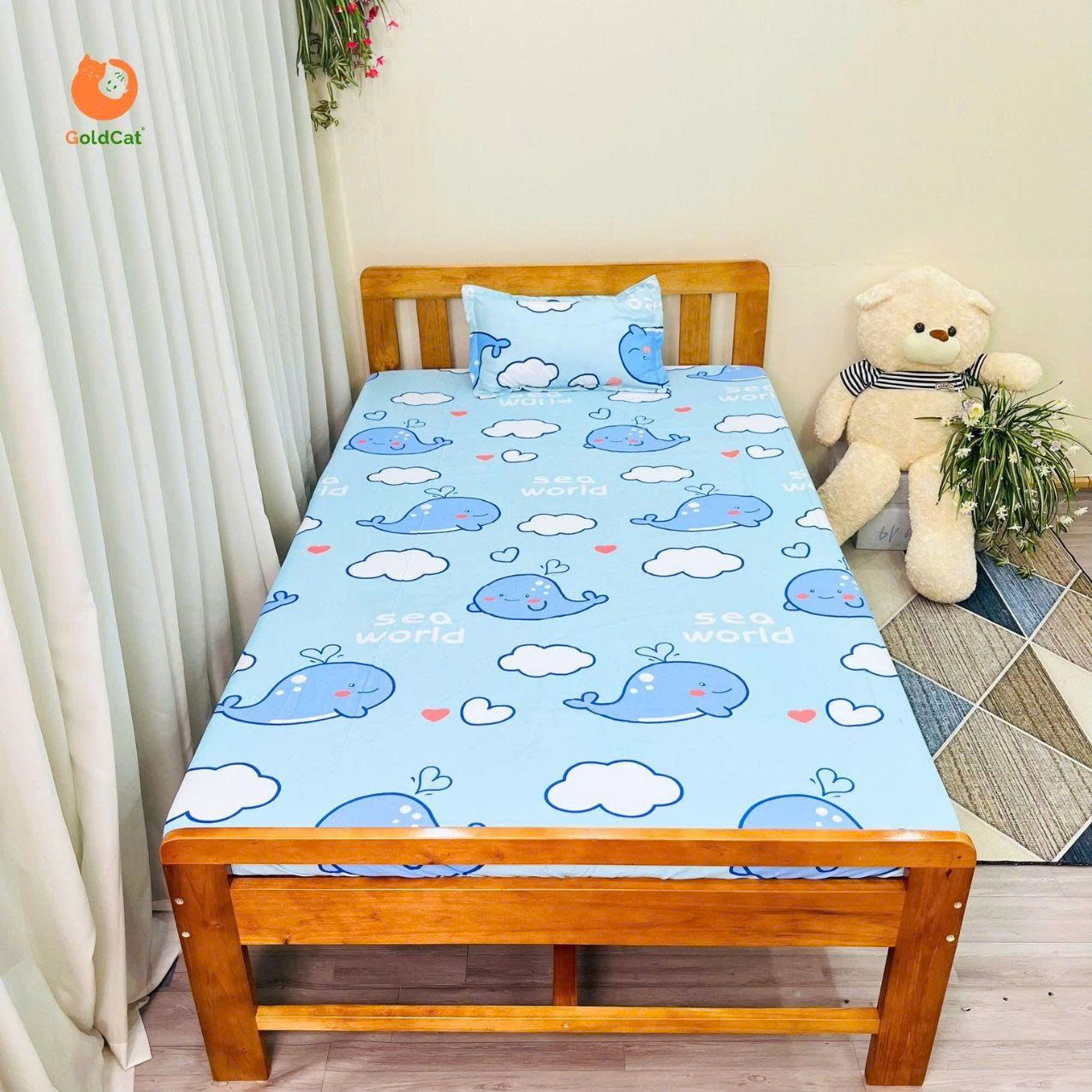 Giường Đa Năng Goldcat 2in1 Kích Thước 1m2x2m- Màu Mộc