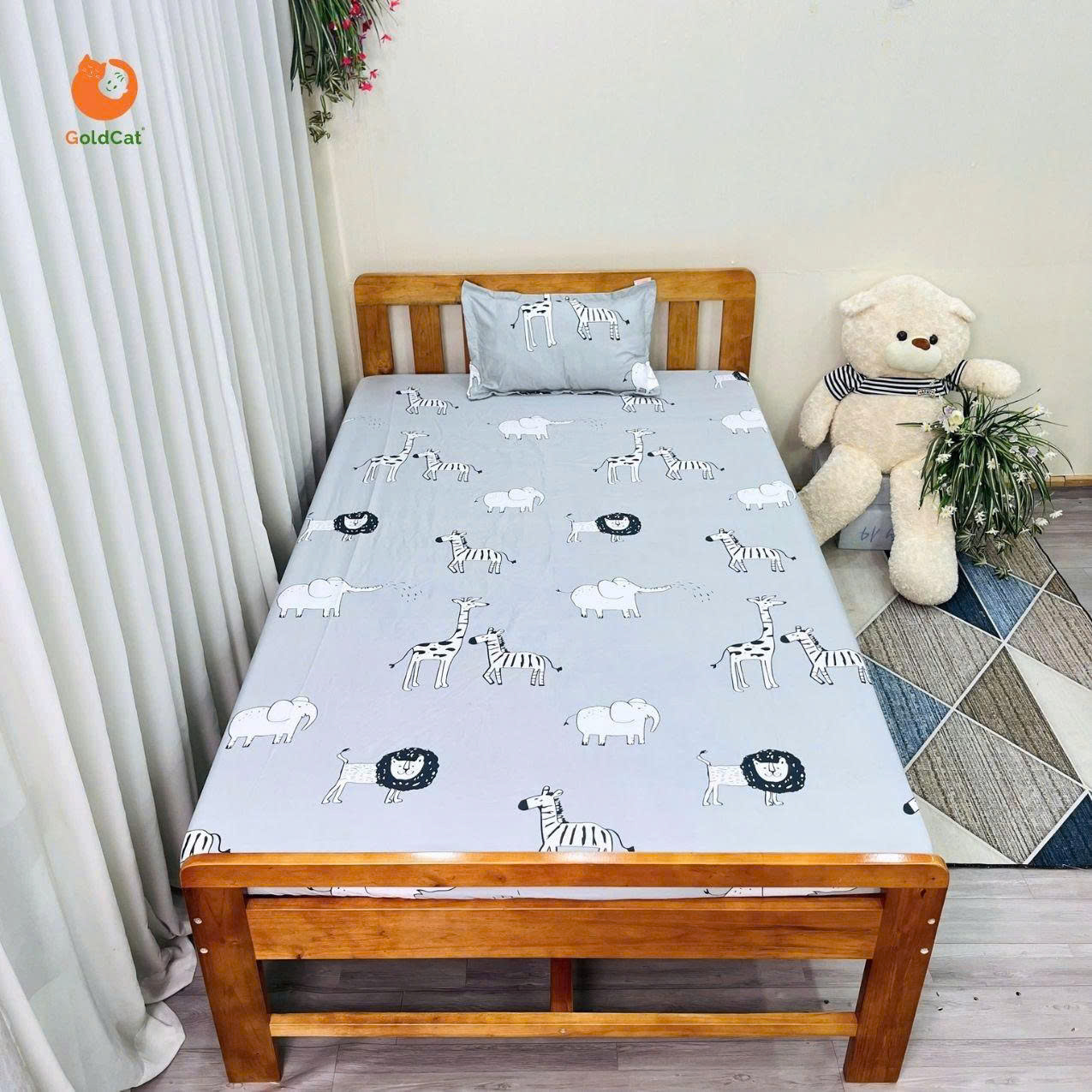 Giường Đa Năng Goldcat 2in1 Kích Thước 1m2x2m- Màu Mộc