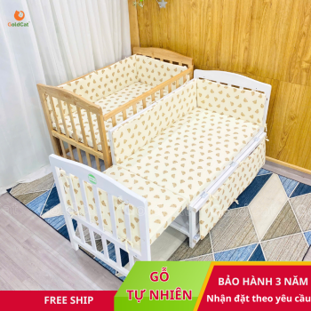 Nôi Cũi 4in1 Kéo Dài Thành Giường GoldCat (Combo Đệm Bông Ép)