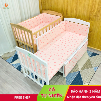 Nôi Cũi 4in1  Kéo Dài Thành Giường Goldcat(Combo  Đệm cao su non)