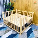 Nôi Cũi Sinh Đôi Cho Bé GoldCat - Màu Mộc