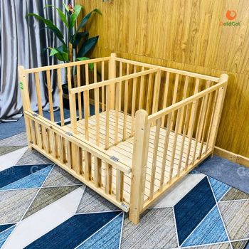 Nôi Cũi Sinh Đôi Cho Bé GoldCat - Màu Mộc