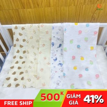 Khăn Tắm Cho Bé Sơ Sinh Vải Muslin