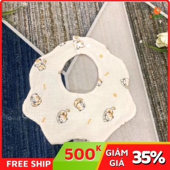 Yếm Sơ Sinh Cúc Bấm Cho Bé Vải Muslin